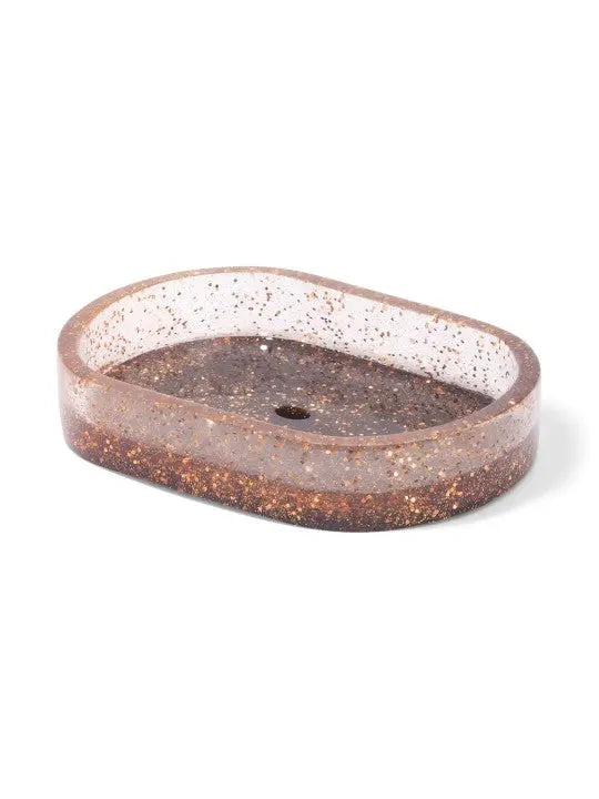 Copper-Toned & Black 4 pieces Textured Polyresin Bath Accessories Set - grahsajja