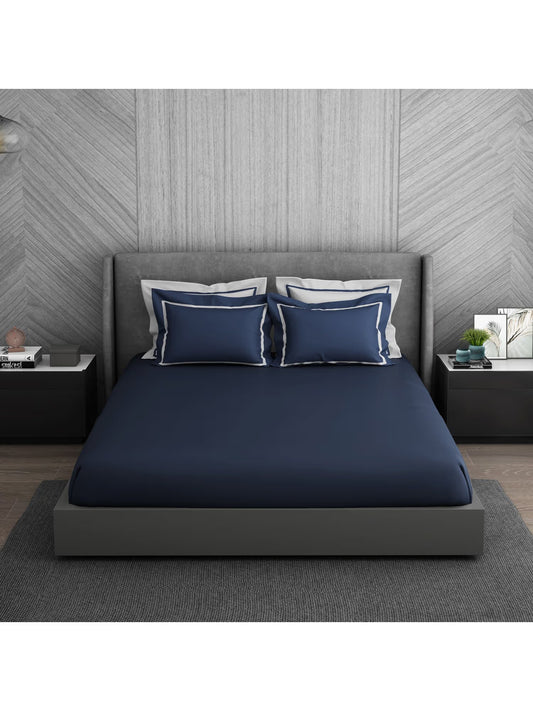 Spaces Hygro Cotton King Size Bedsheet Blue with 4PCs Pillow Cover - grahsajja