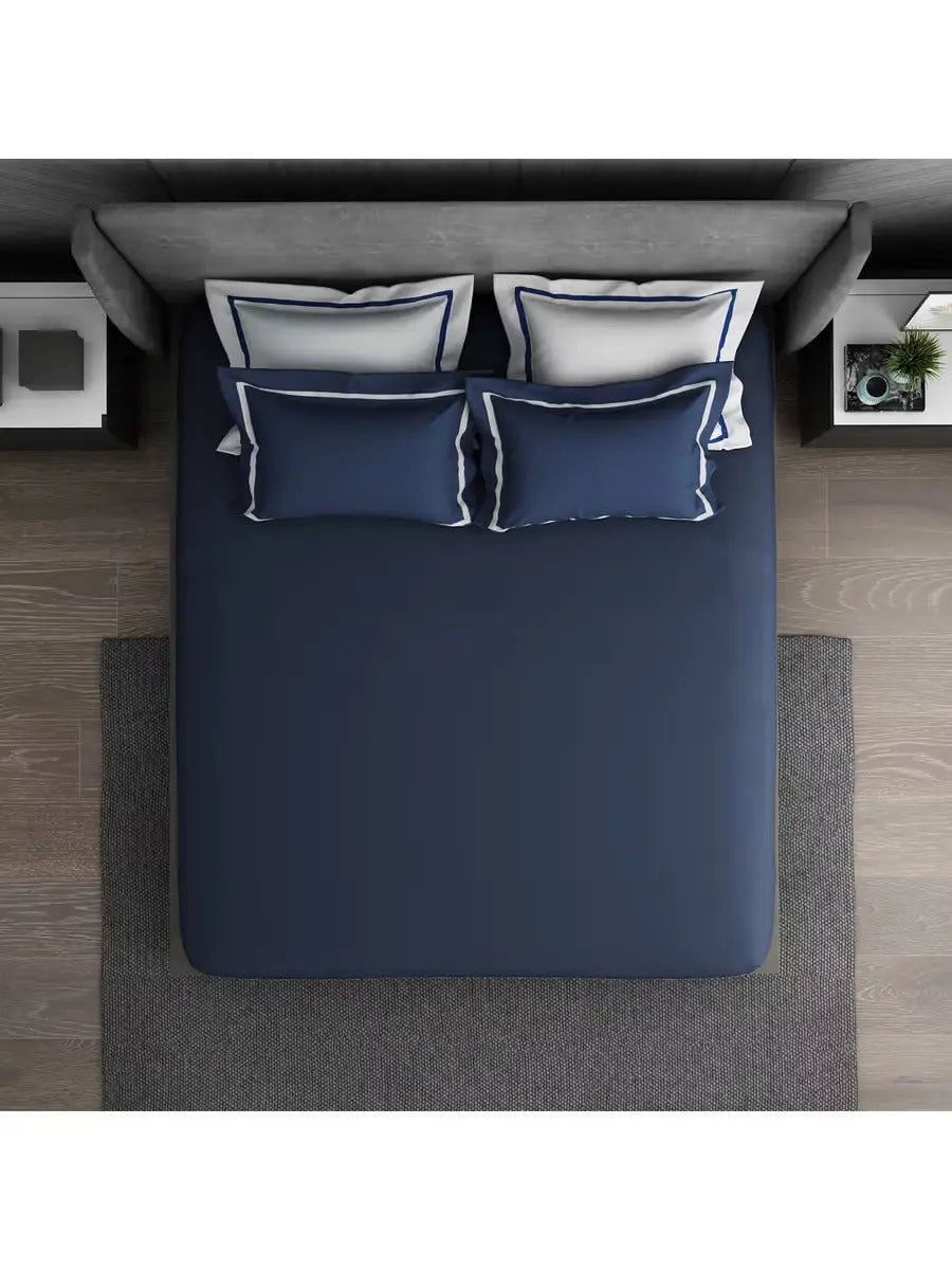 Spaces Hygro Cotton King Size Bedsheet Blue with 4PCs Pillow Cover - grahsajja