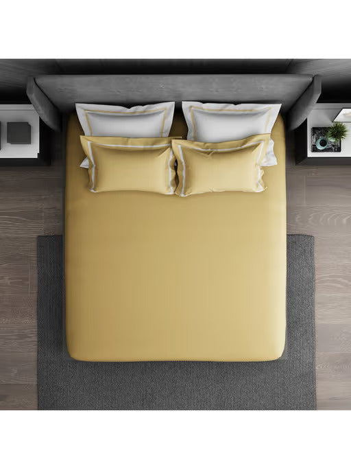 Spaces Hygro Cotton King Size Bedsheet Gold with 4PCs Pillow Cover - grahsajja