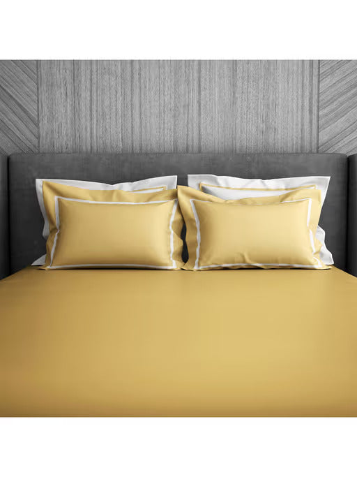Spaces Hygro Cotton King Size Bedsheet Gold with 4PCs Pillow Cover - grahsajja