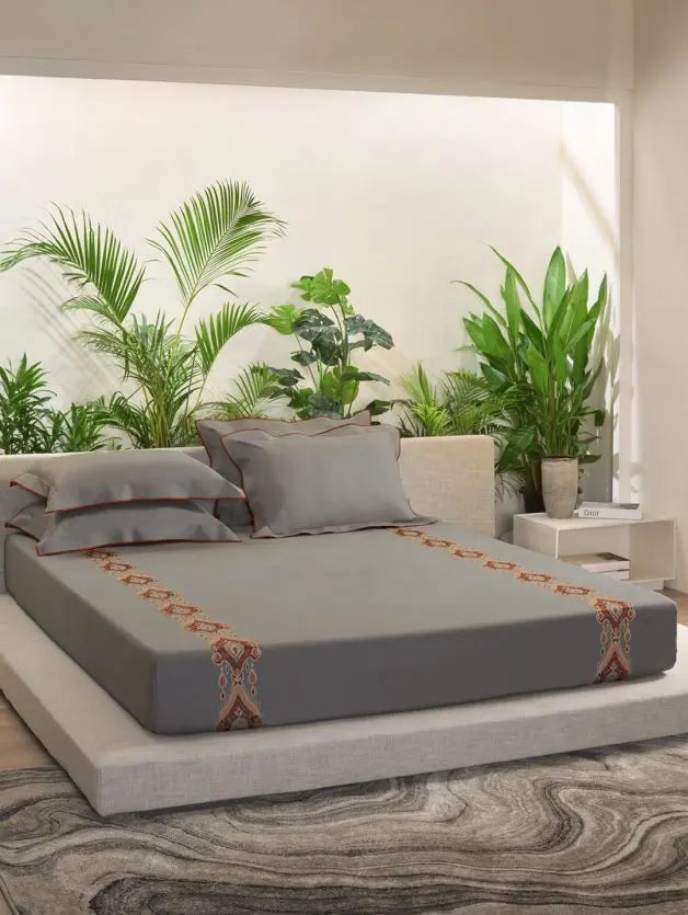 D'decor Bedsheet Super King Size ER68 | EMBROIDED BEDSHEET - grahsajja