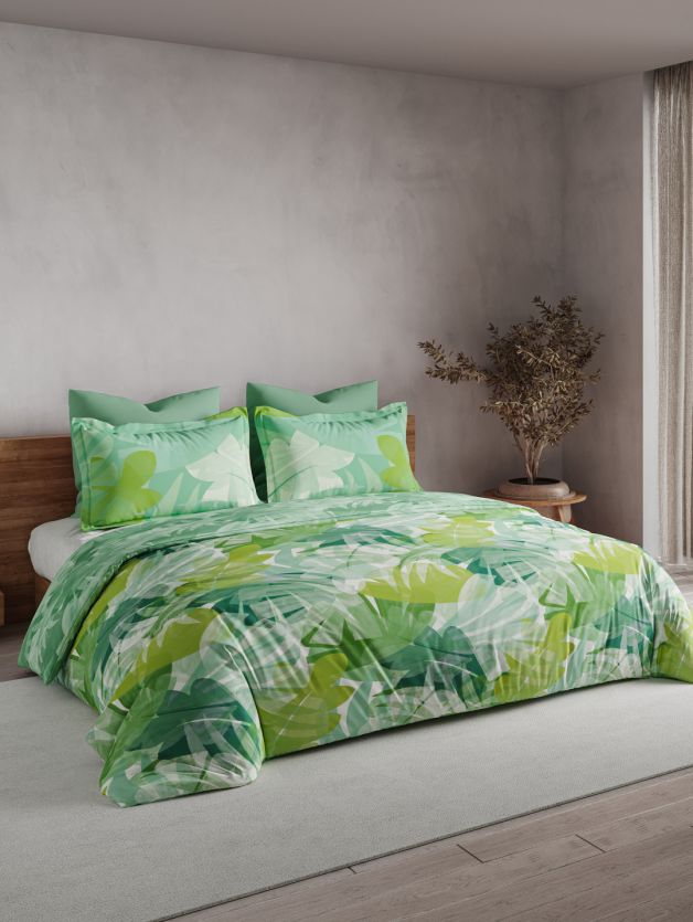 Ddecor Beautiful Living 180TC Maxima Bedsheet 2 Pillow Cover Paradise Leaves - grahsajja