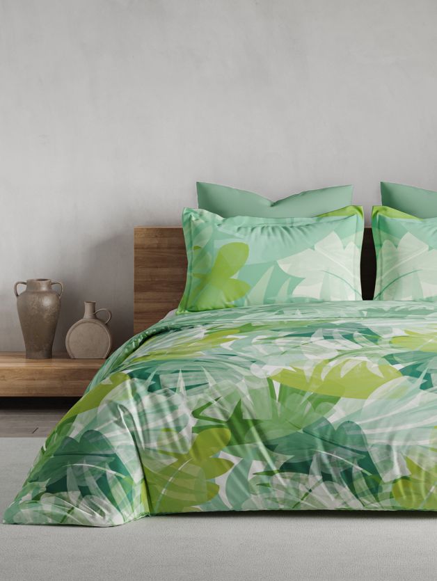 Ddecor Beautiful Living 180TC Maxima Bedsheet 2 Pillow Cover Paradise Leaves - grahsajja