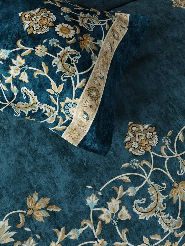 D'decor Live Beautiful Medallion Bed In a Bag Serai Collection MALLARD BLUE - grahsajja