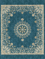 D'decor Live Beautiful Medallion Bed In a Bag Serai Collection MALLARD BLUE - grahsajja