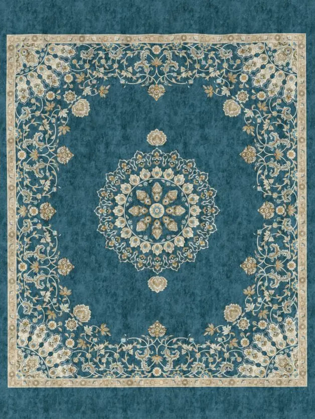 D'decor Live Beautiful Medallion Bed In a Bag Serai Collection MALLARD BLUE - grahsajja