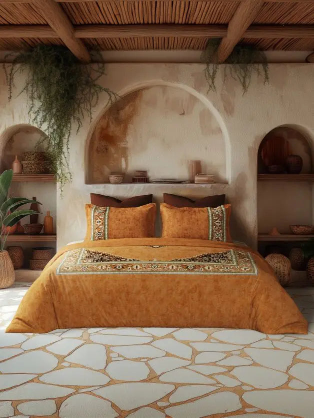 D'decor Live Beautiful Ornate Glory Bed In a Bag Serai Collection Russet - grahsajja