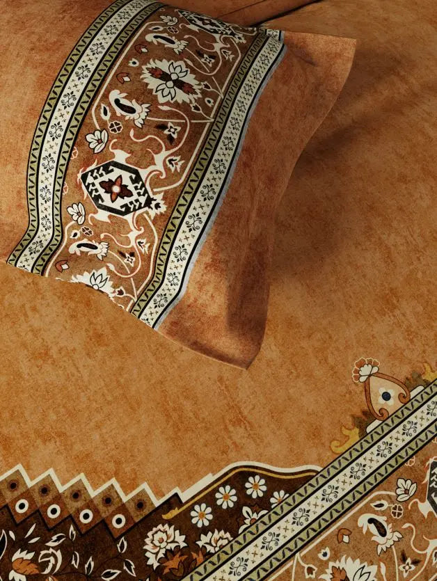 D'decor Live Beautiful Ornate Glory Bed In a Bag Serai Collection Russet - grahsajja