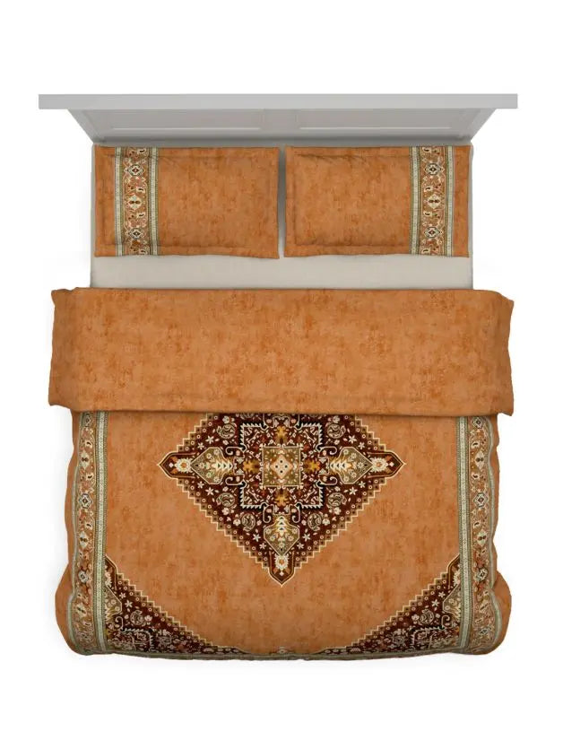 D'decor Live Beautiful Ornate Glory Bed In a Bag Serai Collection Russet - grahsajja