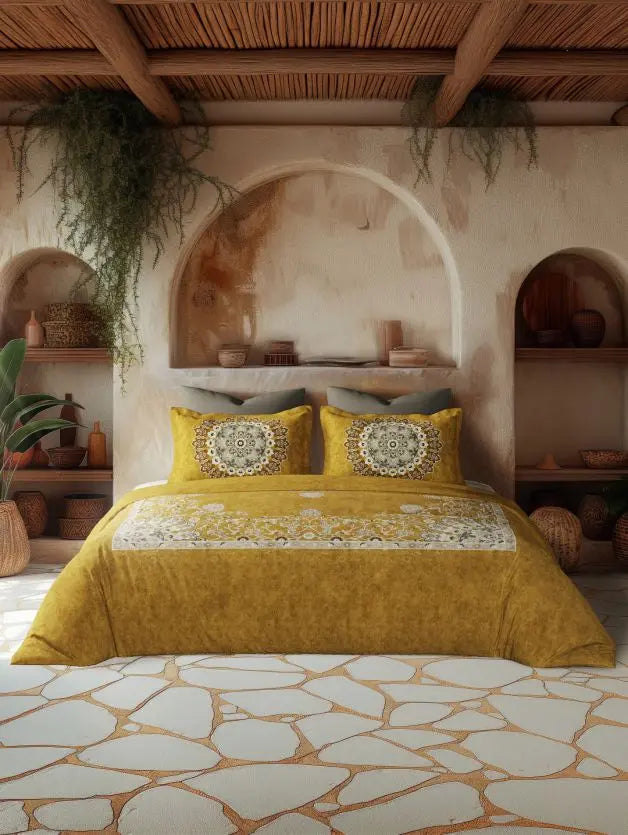 D'decor Live Beautiful Marvella Bed In a Bag Serai Collection GOLDEN SPICE - grahsajja