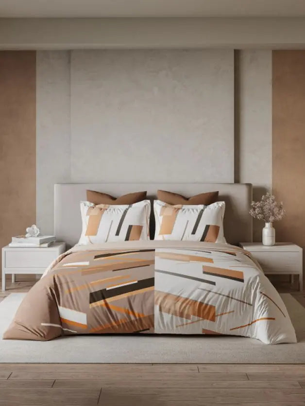 Ddecor Live Beautiful Vega Collection Bedsheet with 2 Pc pillow Covers| Prism Copper Tan D'Decor