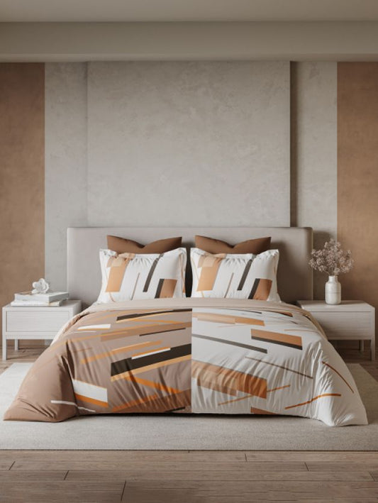 Ddecor Live Beautiful Vega Collection Bedsheet with 2 Pc pillow Covers| Prism Copper Tan