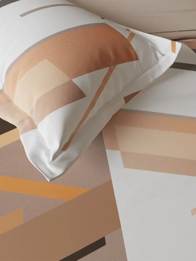 Ddecor Live Beautiful Vega Collection Bedsheet with 2 Pc pillow Covers| Prism Copper Tan D'Decor