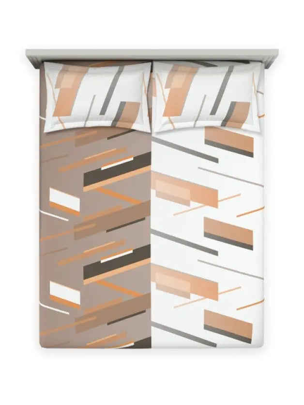Ddecor Live Beautiful Vega Collection Bedsheet with 2 Pc pillow Covers| Prism Copper Tan D'Decor