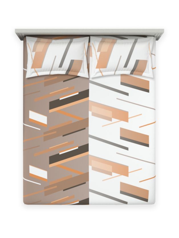 Ddecor Live Beautiful Vega Collection Bedsheet with 2 Pc pillow Covers| Prism Copper Tan
