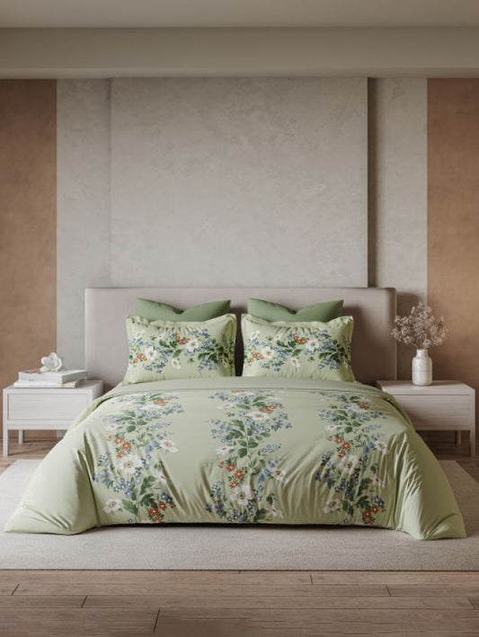 Ddecor Live Beautiful Vega Collection Bedsheet with 2 Pc pillow Covers| Florix Green