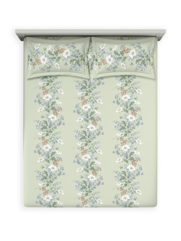 Ddecor Live Beautiful Vega Collection Bedsheet with 2 Pc pillow Covers| Florix Green