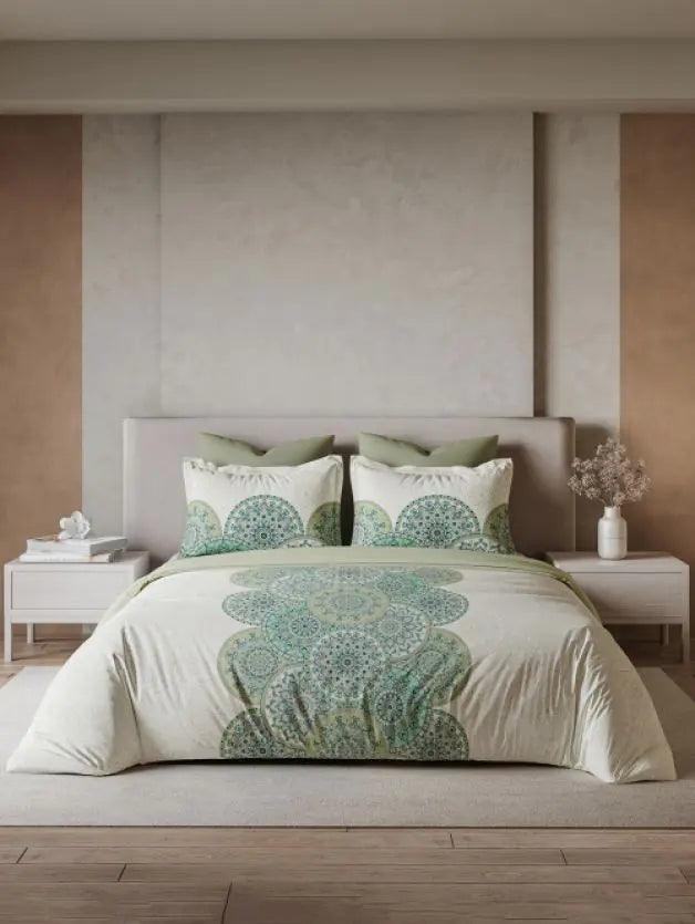 Ddecor Live Beautiful Vega Collection Bedsheet with 2 Pc pillow Covers| Auralia Green D'Decor