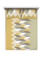 Ddecor Live Beautiful Vega Collection Bedsheet with 2 Pc pillow Covers| Chevronix Mustard Yellow D'Decor