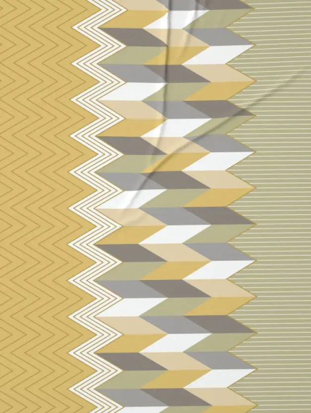 Ddecor Live Beautiful Vega Collection Bedsheet with 2 Pc pillow Covers| Chevronix Mustard Yellow D'Decor