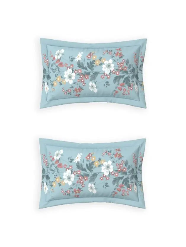 Ddecor Live Beautiful Vega Collection Bedsheet with 2 Pc pillow Covers| Florix blue Glow D'Decor