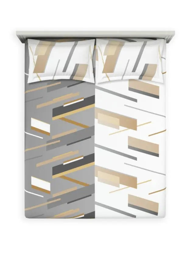 Ddecor Live Beautiful Vega Collection Bedsheet with 2 Pc pillow Covers| Prism Shadow Grey D'Decor
