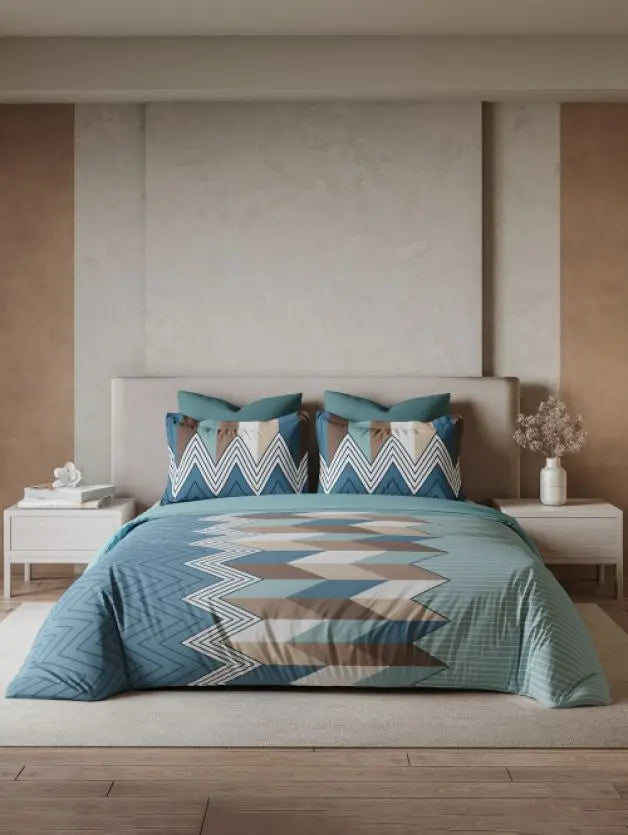 Ddecor Live Beautiful Vega Collection Bedsheet with 2 Pc pillow Covers| Chevronix Bl D'Decor