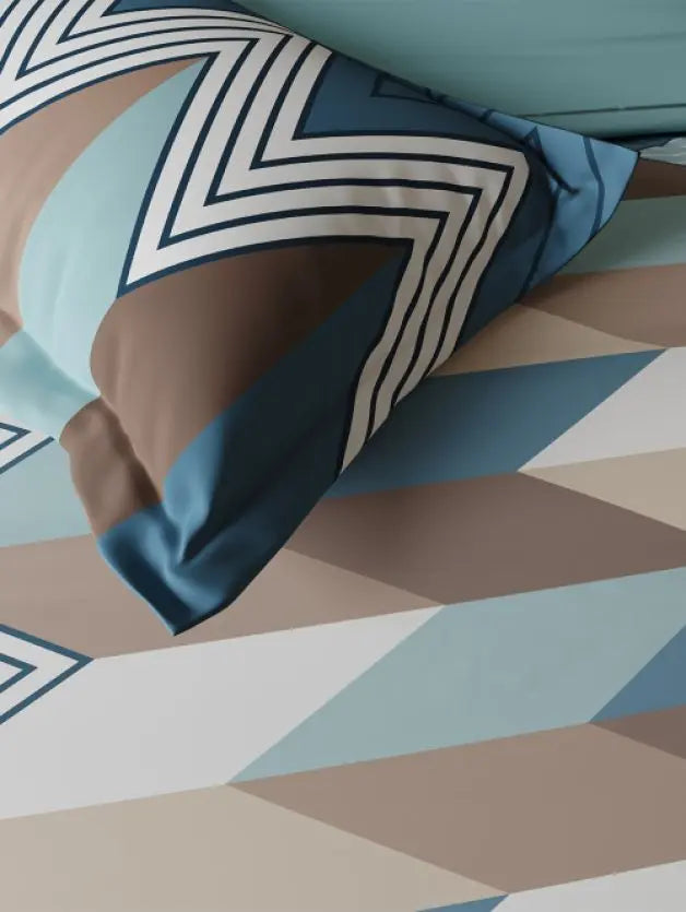 Ddecor Live Beautiful Vega Collection Bedsheet with 2 Pc pillow Covers| Chevronix Bl D'Decor