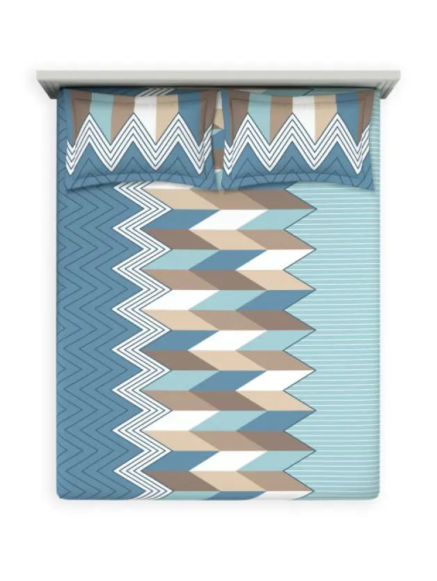Ddecor Live Beautiful Vega Collection Bedsheet with 2 Pc pillow Covers| Chevronix Bl D'Decor