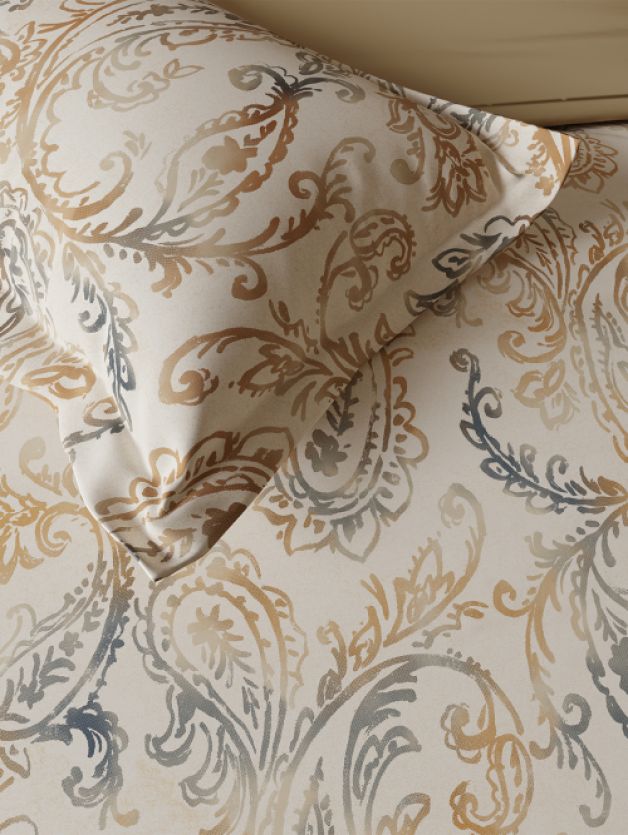 Ddecor Live Beautiful Vega Collection Bedsheet with 2 Pc pillow Covers| Paisley ParkAlmond Buff