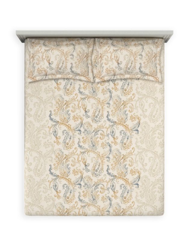 Ddecor Live Beautiful Vega Collection Bedsheet with 2 Pc pillow Covers| Paisley ParkAlmond Buff