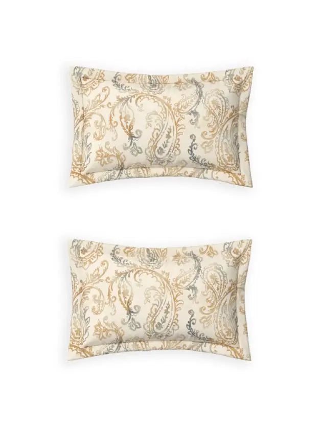 Ddecor Live Beautiful Vega Collection Bedsheet with 2 Pc pillow Covers| Paisley ParkAlmond Buff D'Decor