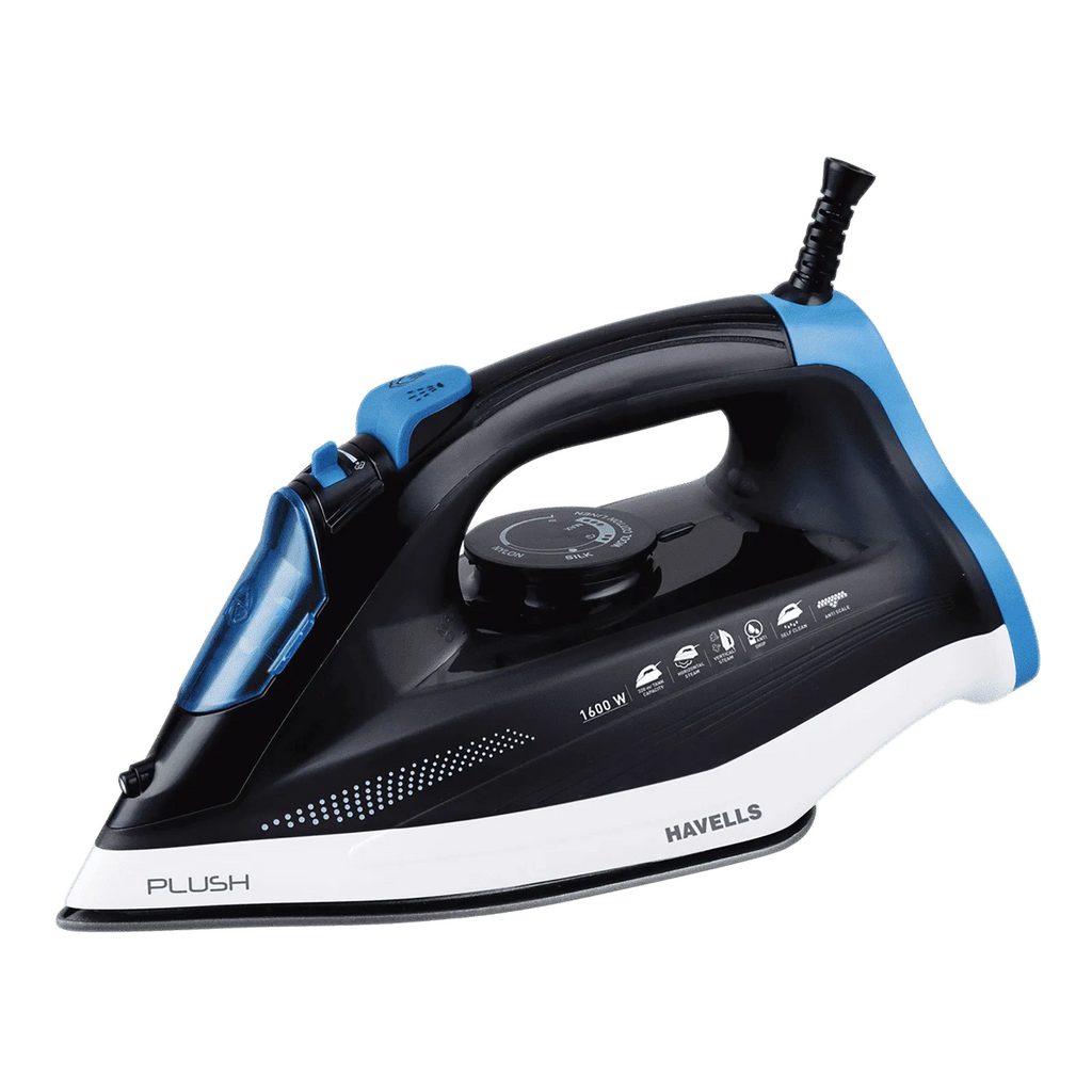 HAVELLS Plush 1600 Watts 320ml Steam Iron (Horizontal & Vertical Steaming, Black)