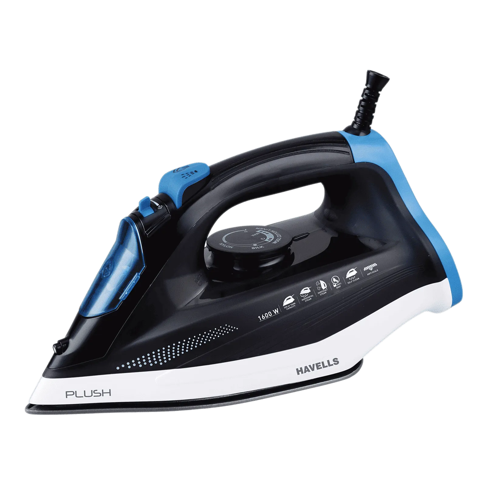 HAVELLS Plush 1600 Watts 320ml Steam Iron (Horizontal & Vertical Steaming, Black)