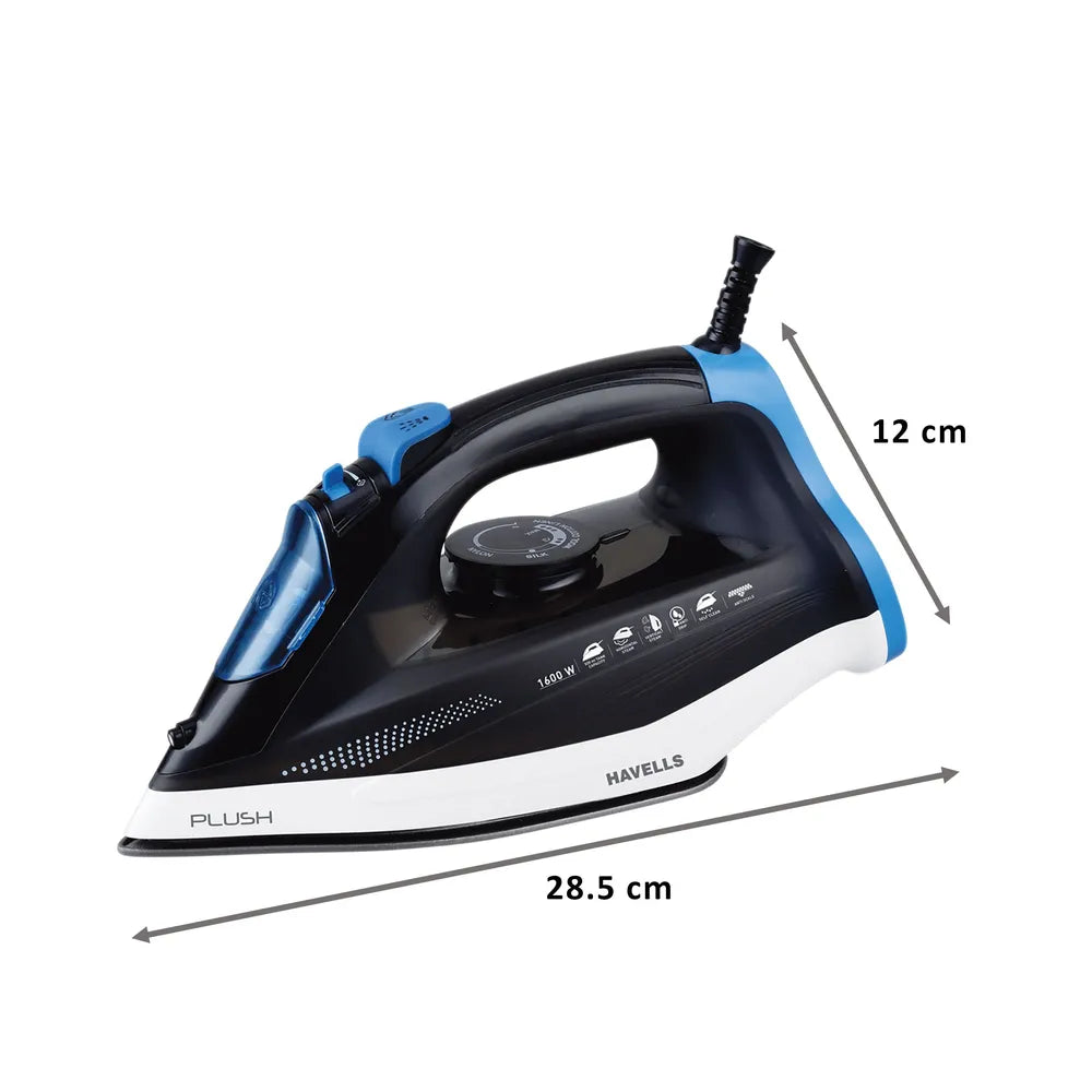 HAVELLS Plush 1600 Watts 320ml Steam Iron (Horizontal & Vertical Steaming, Black)