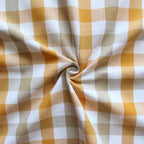Linen bib apron in Beige Yellow gingham - grahsajja