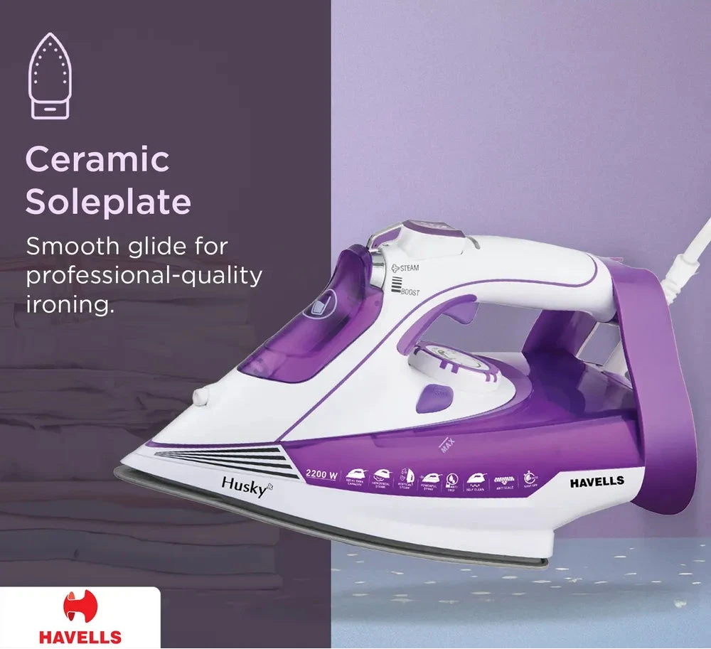 HAVELLS Husky 2200 Watts 320ml Steam Iron (Steam & Spray Burst, Purple)