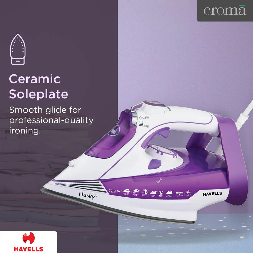 HAVELLS Husky 2200 Watts 320ml Steam Iron (Steam & Spray Burst, Purple)
