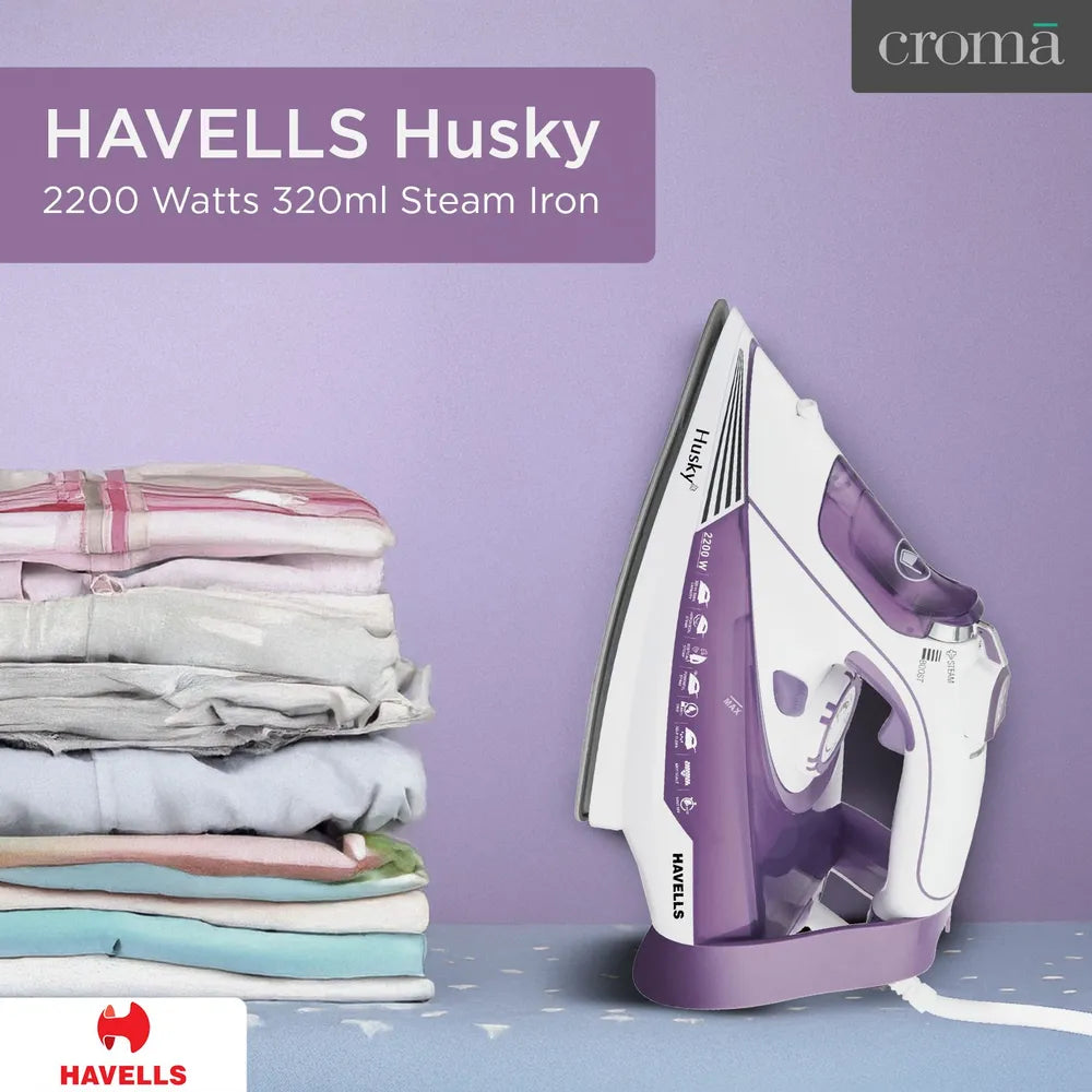 HAVELLS Husky 2200 Watts 320ml Steam Iron (Steam & Spray Burst, Purple)