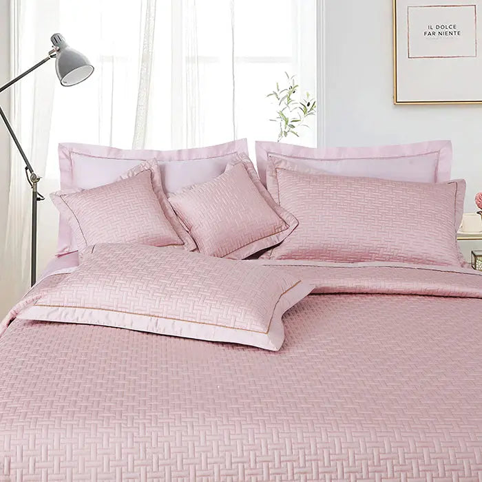 Regal Collection Premium Quilted Bedcover King Size Pink - grahsajja