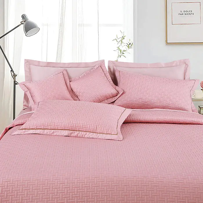 Regal Collection Premium Quilted Bedcover King Size Dark Pink - grahsajja