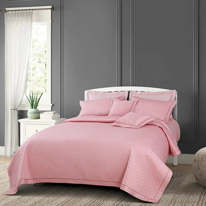 Regal Collection Premium Quilted Bedcover King Size Dark Pink - grahsajja