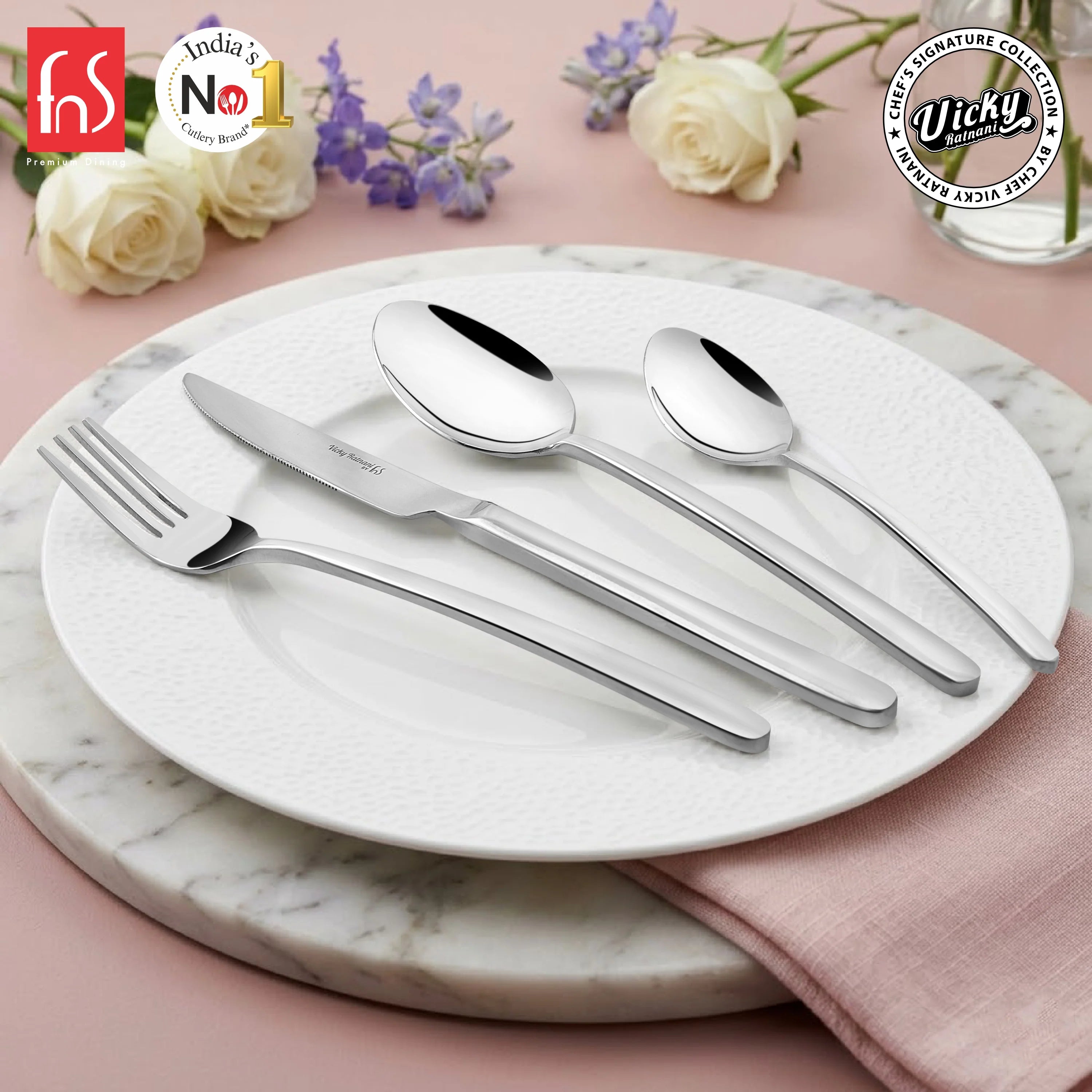 Chef Vicky Ratnani's Signature Collection By FnS Thames Stainless Steel 24 Pcs Cutlery
