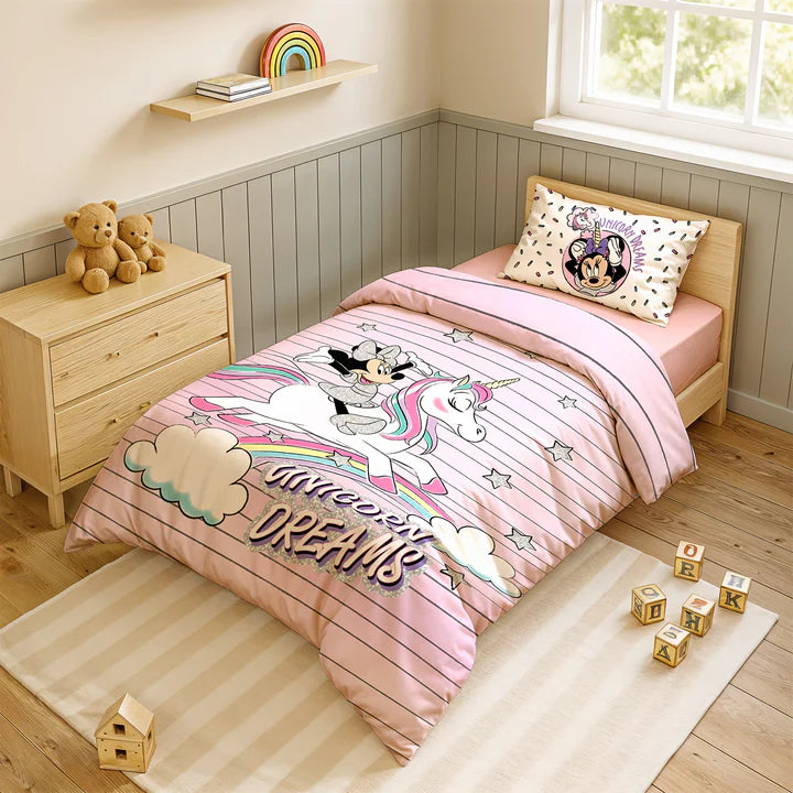 Disney Minnie & Unicorn Digital Printed 300TC Cotton Bedsheet