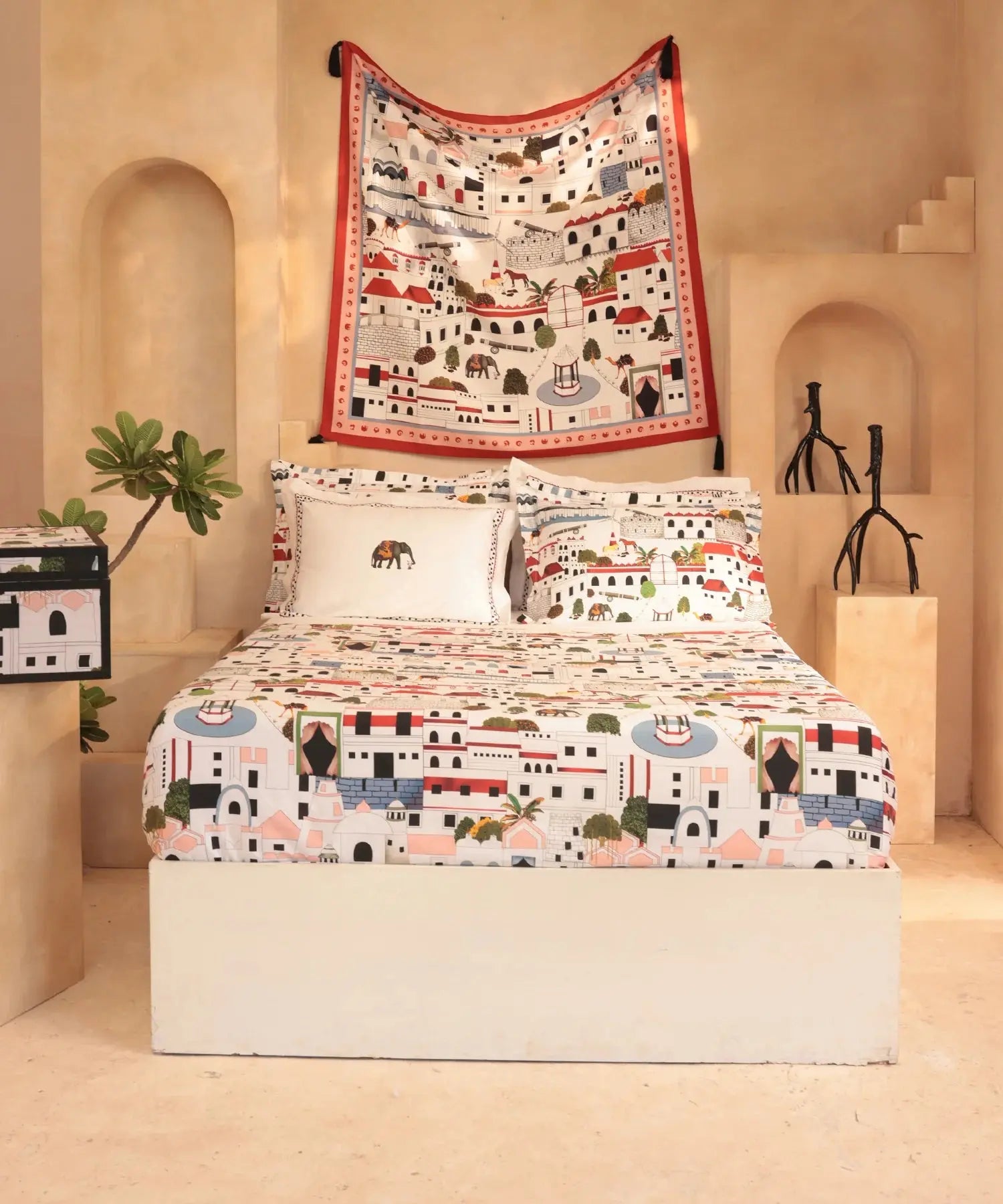 Shivan & Narresh for myTrident King Bedsheet with 4 pillow covers, 400TC, JAISCAPE Trident