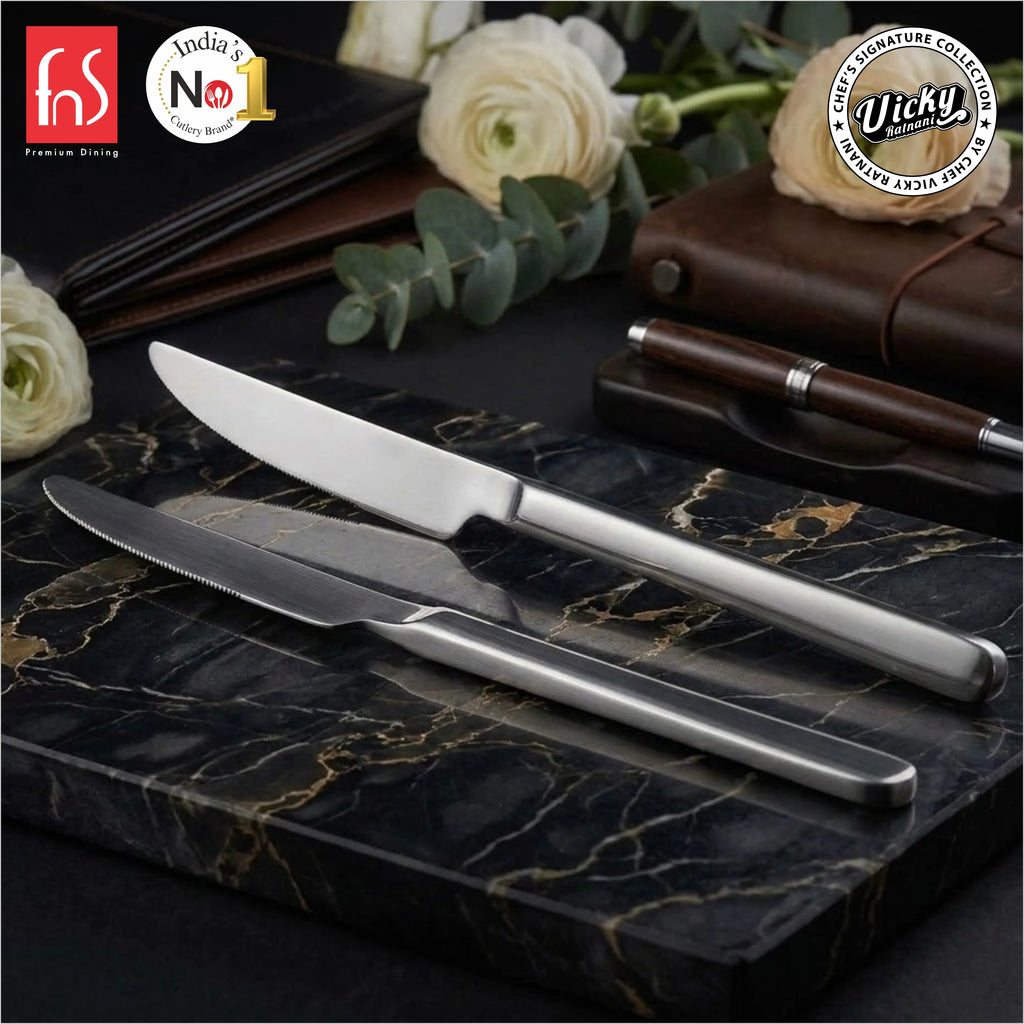 Chef Vicky Ratnani's Signature Collection By FnS Thames Dessert Knife/Dinner knife/Butter knife 2 Pcs Set