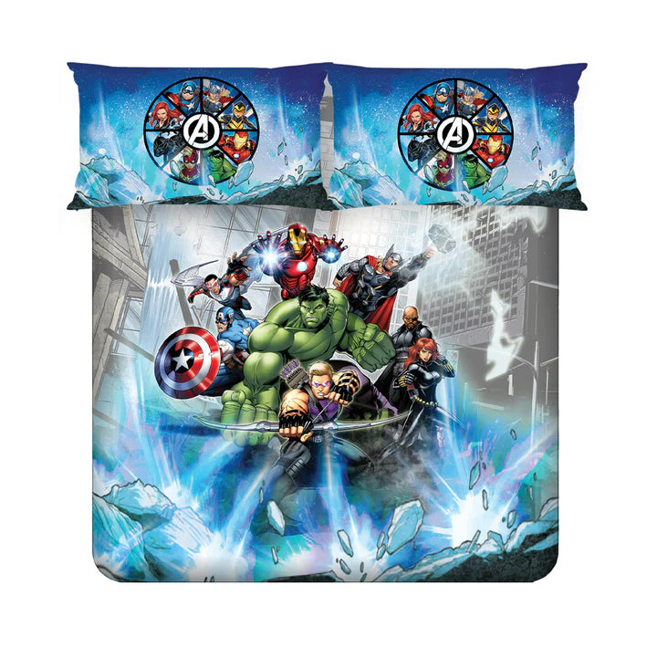 Marvel Avengers Digital Printed 300TC Cotton Bedsheet (Blue)