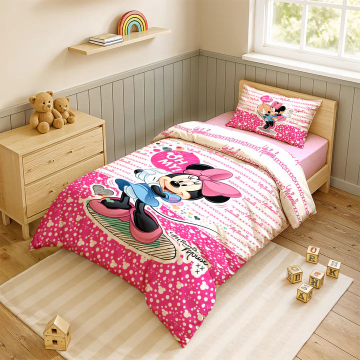 Disney Minnie Mouse Digital Printed 300TC Cotton Bedsheet