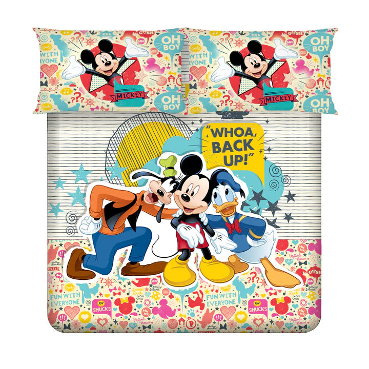 Disney Mickey Mouse Digital Printed 300TC Cotton Bedsheet (Backup)
